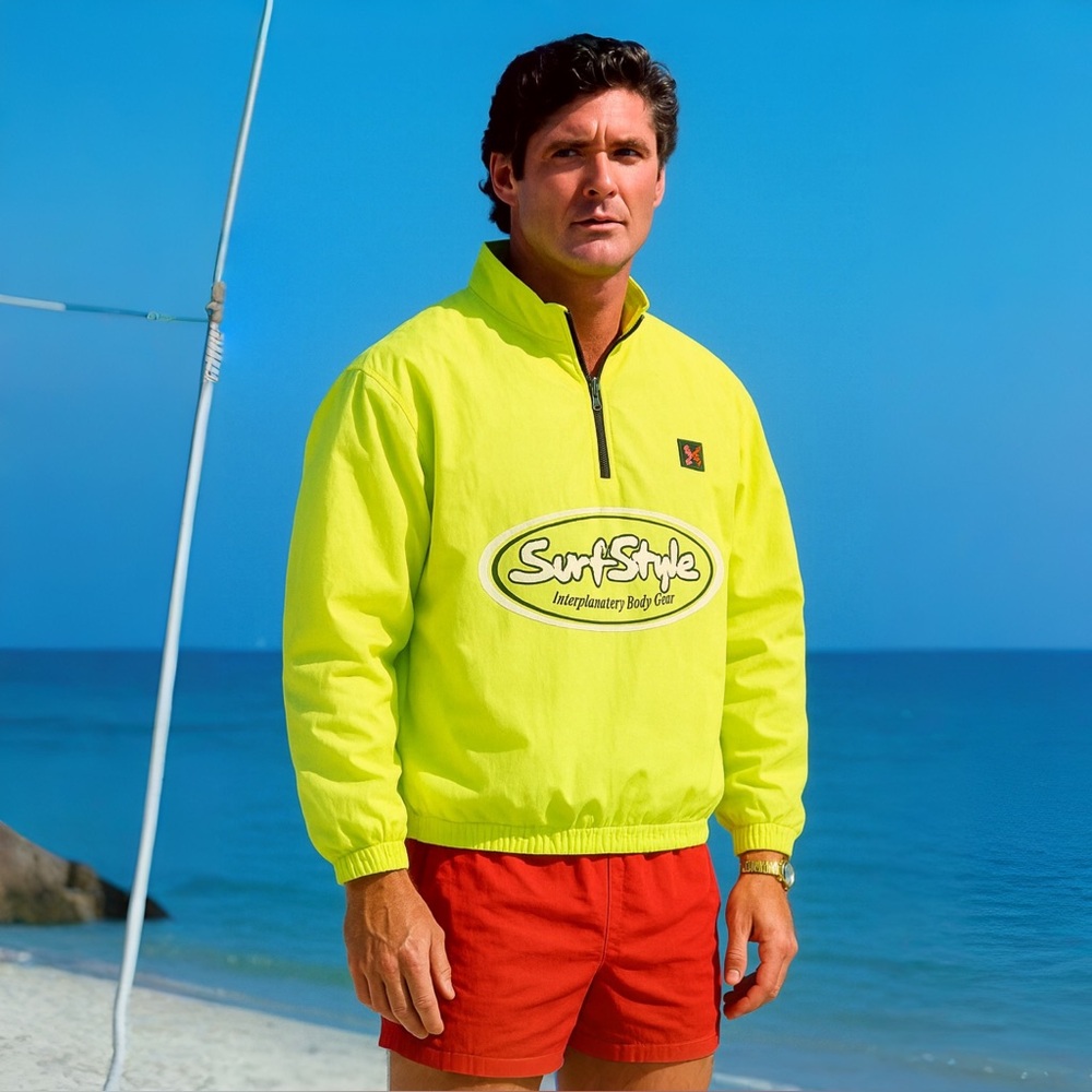 [os] SURF STYLE Windbreaker Pullover Jacket Neon 90s 80s vintage